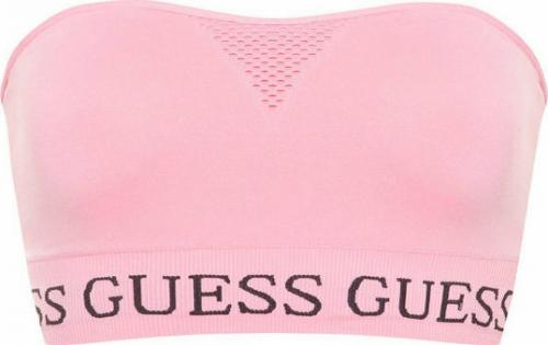 Guess dámsky ružový látkový brallet s nápisom Guess