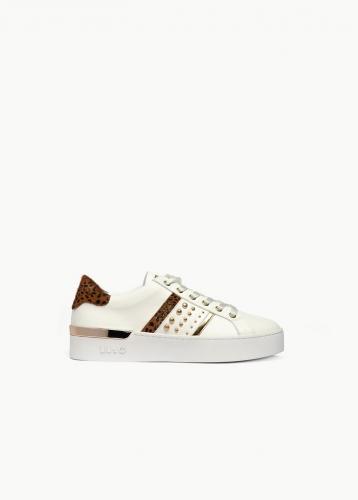 Biele tenisky liu jo s animalprint a perlami