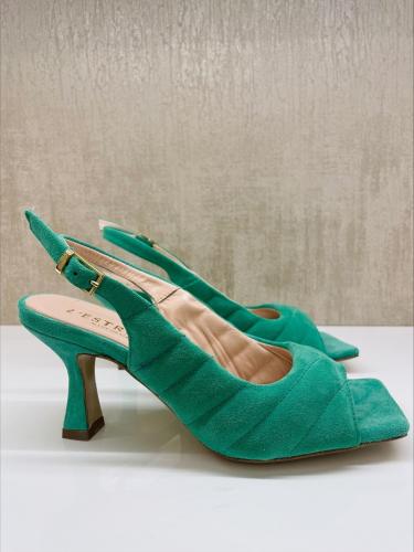Zelené kožené sandalky Lestrosa