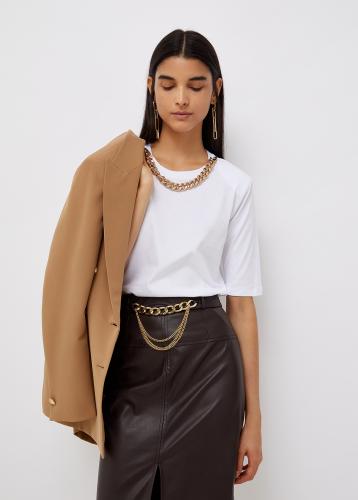 LIU JO Biele tri�ko s n�hrdeln�kom