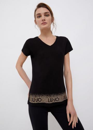 LIU JO �ierne tri�ko s n�pisom