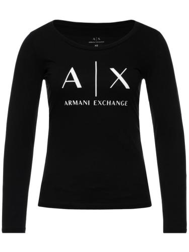 Čierne tričko s dlhým rukávom AX