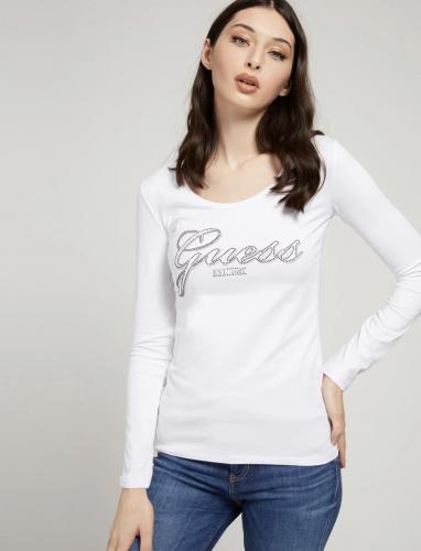 Biele tri�ko Guess s kamienkov�m nadpisom