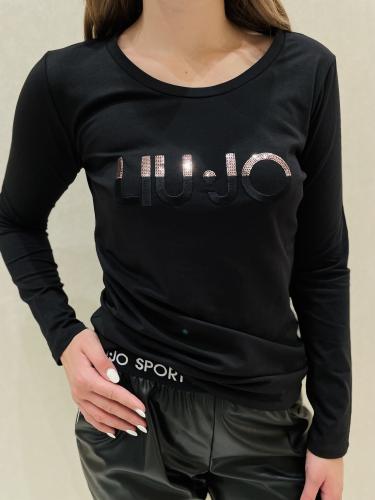 Liu Jo �ierne tri�ko s n�pisom