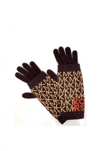Hnedé monogram rukavice Michael Kors