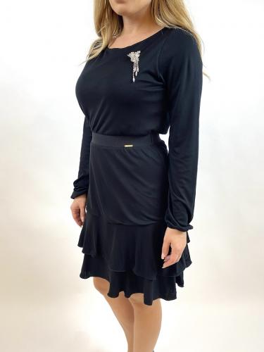 Liu Jo dámske čierne šaty s volánovou sukňou