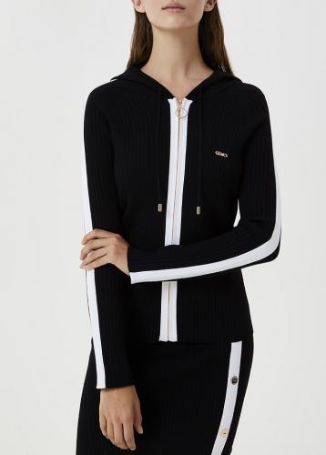 LIU JO �IERNA MIKINA S BIELYMI P�SIKMI