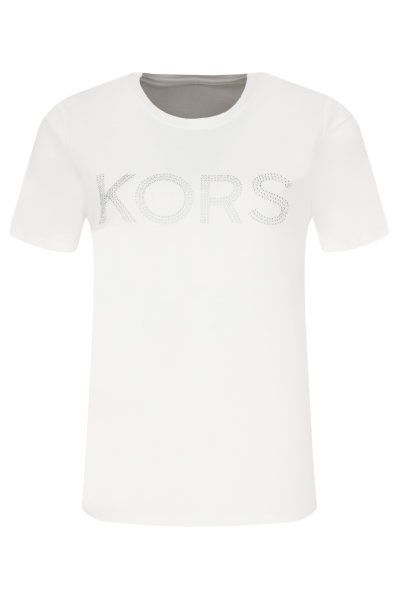 Michael Kors biele tričko s ozdobným strieborným nápisom Kors